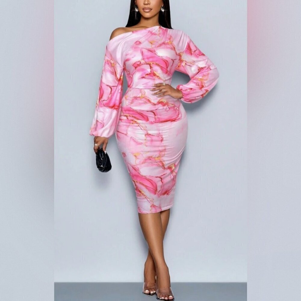 Off Shoulder Long Sleeve Dress